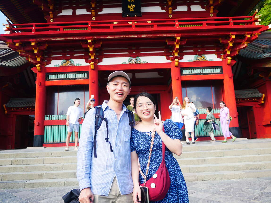 去鶴岡八幡宮外國遊客幫我們拍的照片。